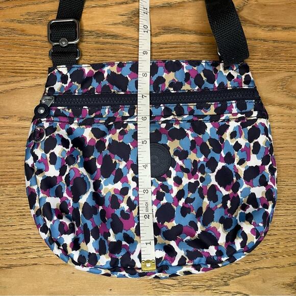 Kipling Emmylou Leopard Animal Print Small Crossbody Messenger Bag Purple Blue - Picture 9 of 9
